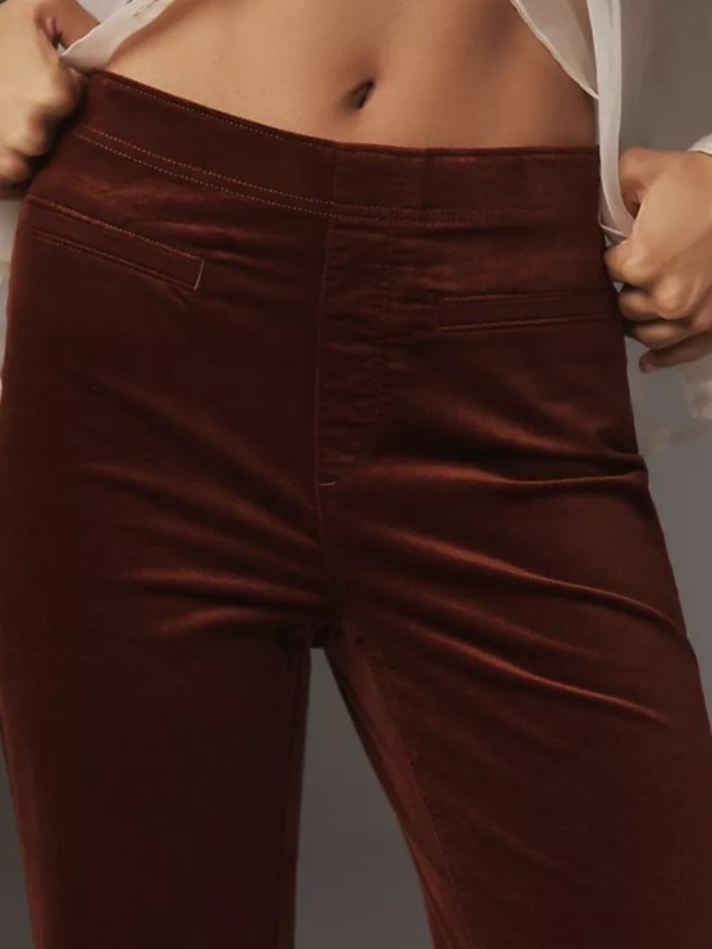 NWT Anthropologie Pilcro Pull-On Mid-Rise Retro Flare Velvet Jeans - Size 25 - Picture 3 of 9